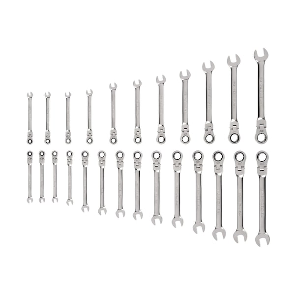 Flex Head 12-Point Ratcheting Combination Wrench Set, 25-Piece (1/4-3/4 in., 6-19 mm)